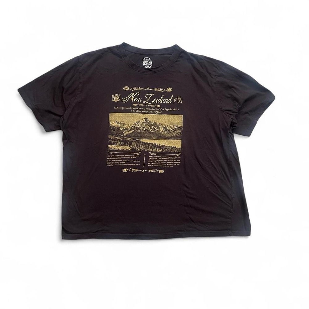 New Zealand Black Short Sleeve T-Shirt Men's Size 3XL Baggy Boxy Skate Goth